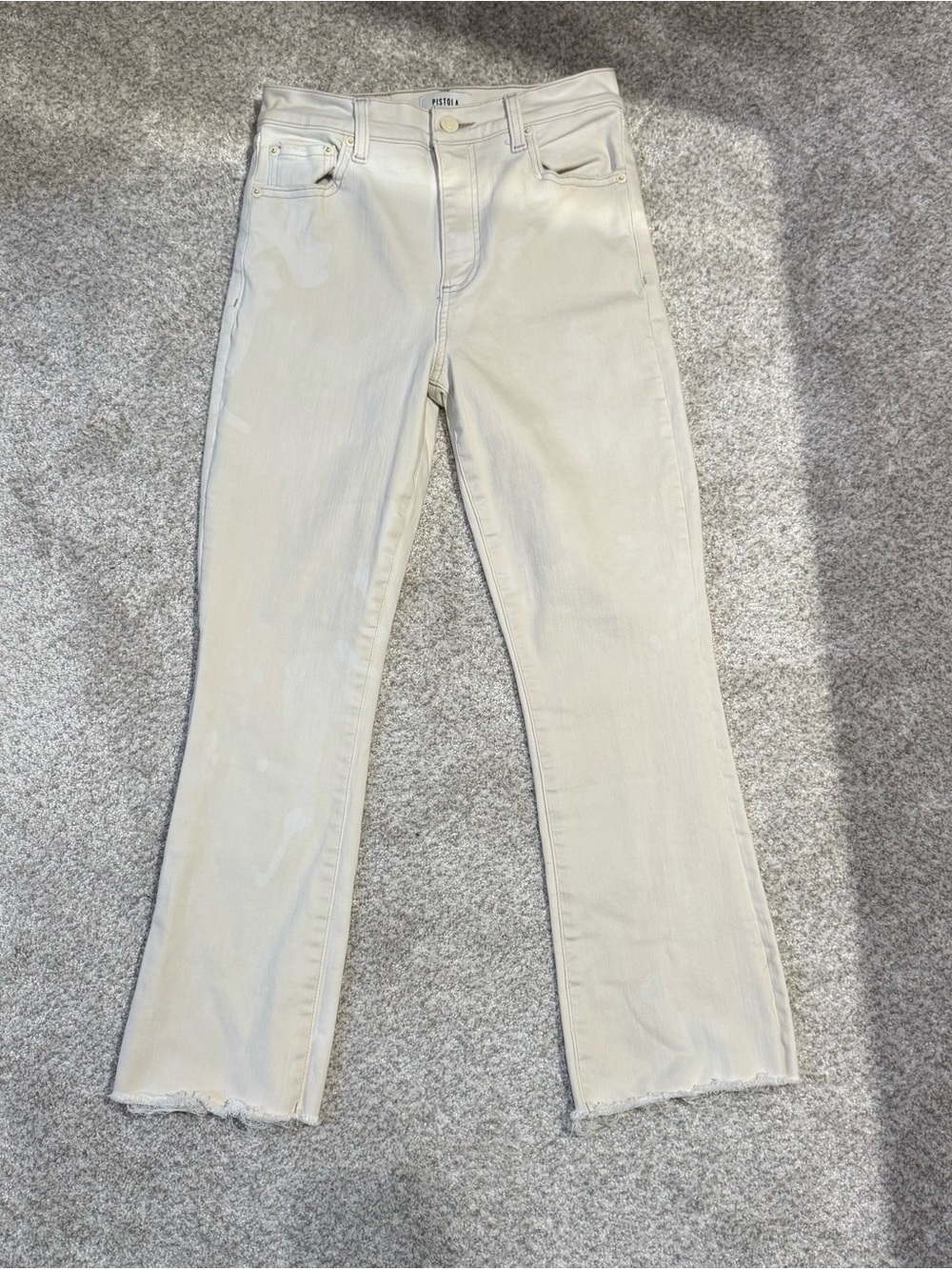 Pistola  (Anthropologie) Lennon High Rise Bootcut Crop Jeans Cream Sandstone 26